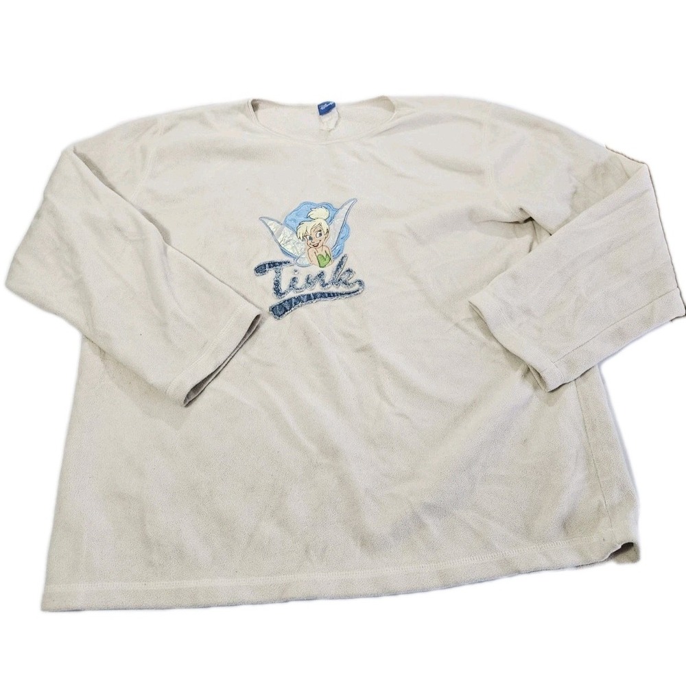 Vintage Disney Tinkerbell Sweater Size Large Embroidered Womens Fleece Pullover